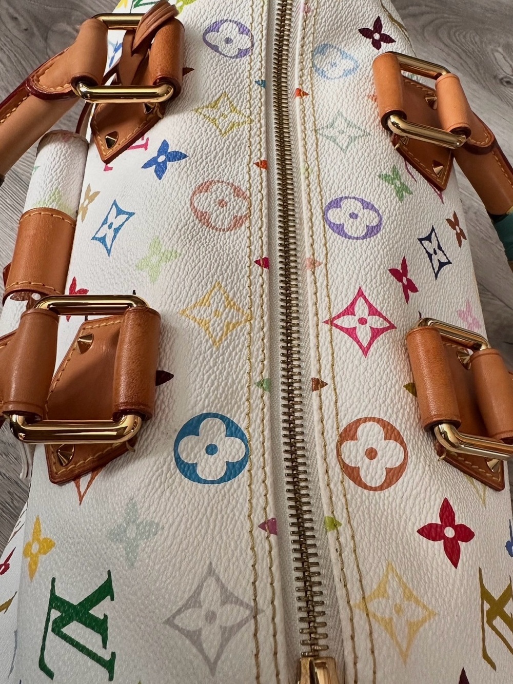 Louis Vuitton White Multicolor Murakami Monogram  with Tan Trim, Authentic LV. - Picture 12 of 12